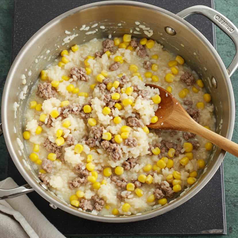 Foto deliciosa de Risoto cremoso de carne moída pronta para servir - Carnes & Frango