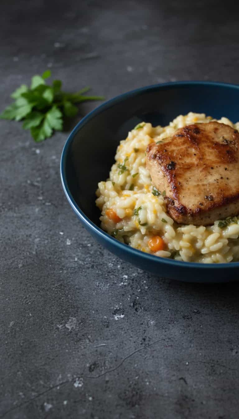 Foto deliciosa de Risoto Cremoso de Tomate e Cenoura pronta para servir - Massas & Macarrão