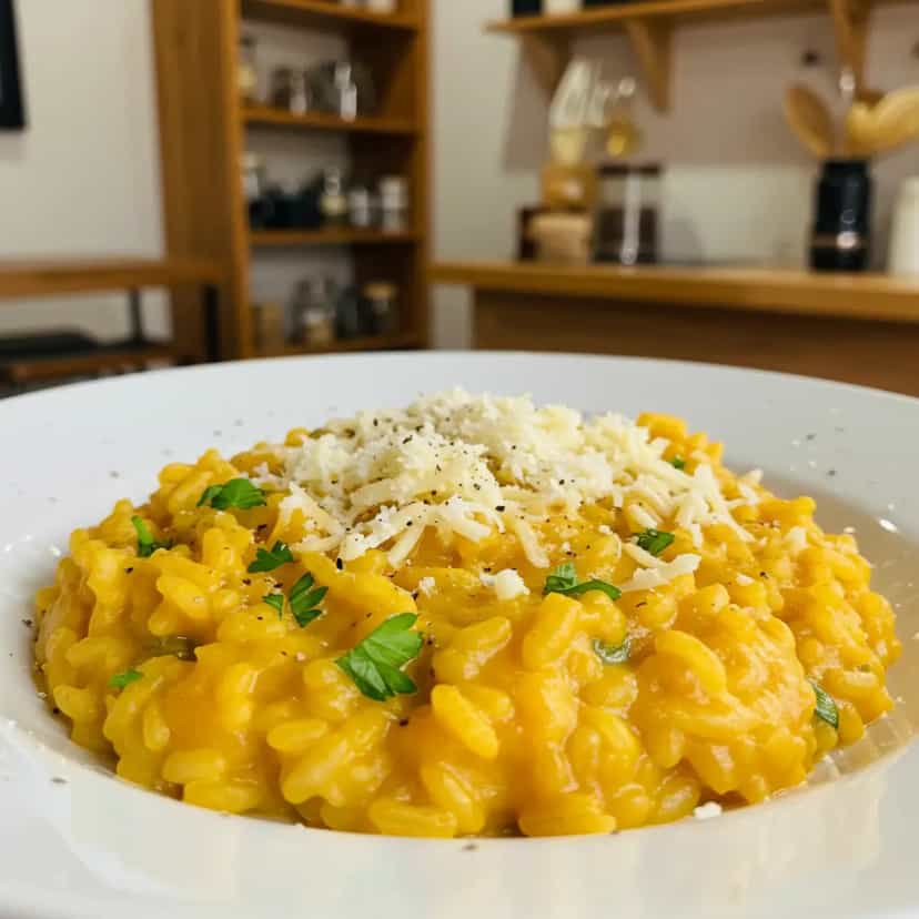 Foto deliciosa de Risoto de Abóbora com Queijo Vegetal pronta para servir - Vegetarianas
