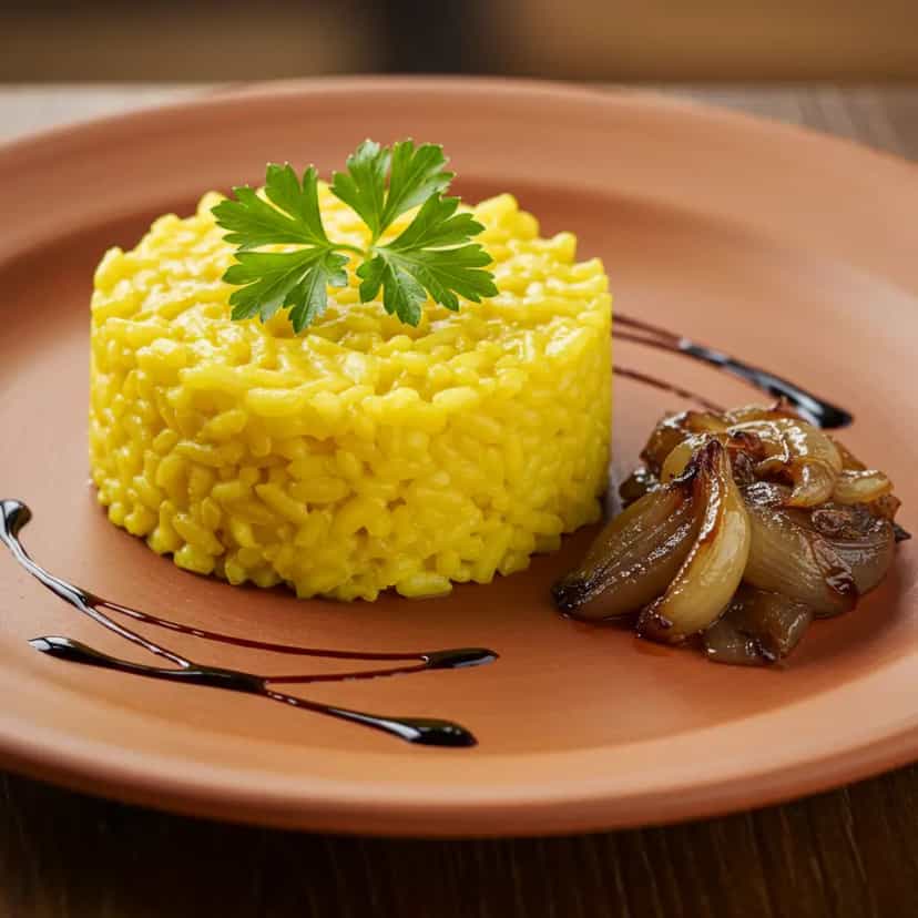 Foto deliciosa de Risoto de Açafrão Cremoso pronta para servir - Massas & Macarrão