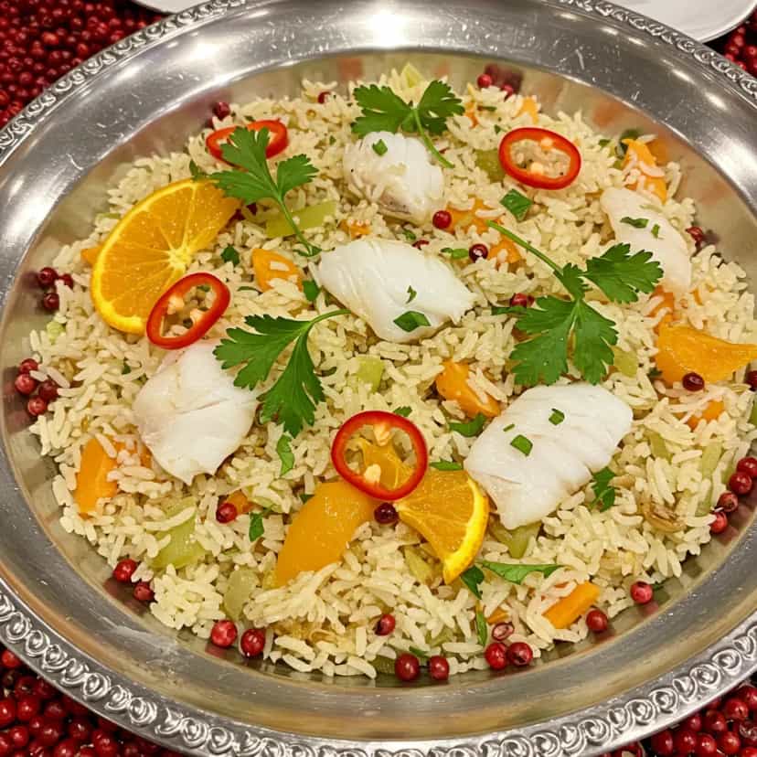 Foto deliciosa de Risoto de bacalhau pronta para servir - Peixes & Frutos do Mar