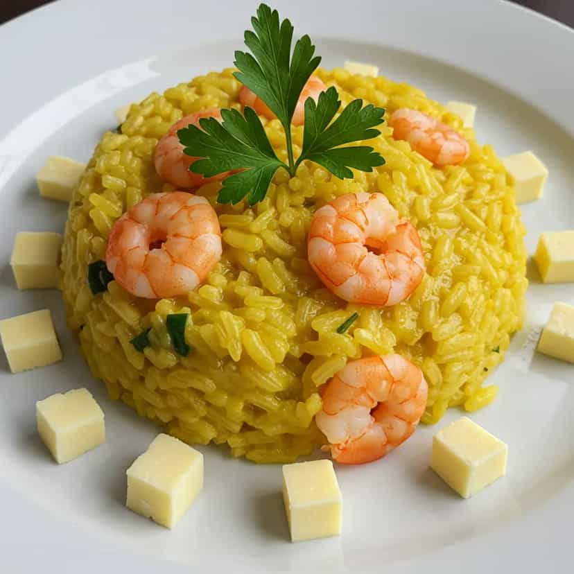 Foto deliciosa de Risoto de camarão com requeijão pronta para servir - Peixes & Frutos do Mar