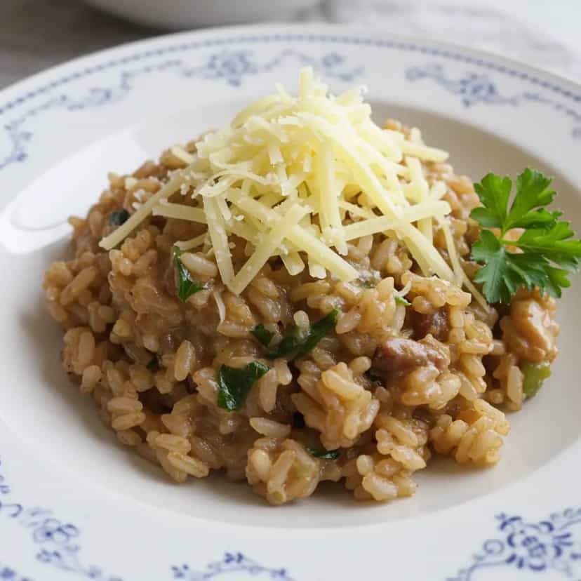 Foto deliciosa de Risoto de lingüiça Toscana pronta para servir - Almoço & Jantar