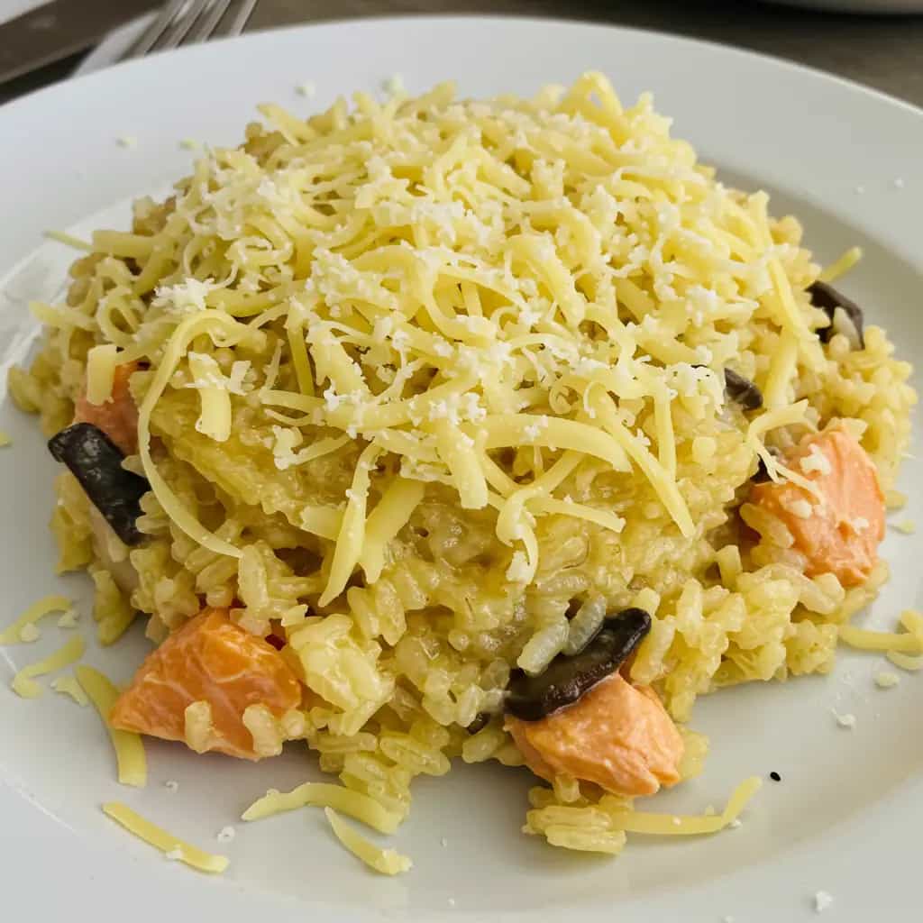 Risoto de Shimeji com Salmão
