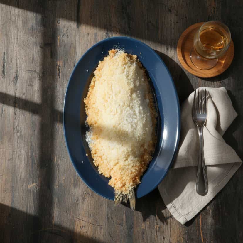 Foto deliciosa de Robalo Assado com Crosta de Sal Grosso pronta para servir - Peixes & Frutos do Mar