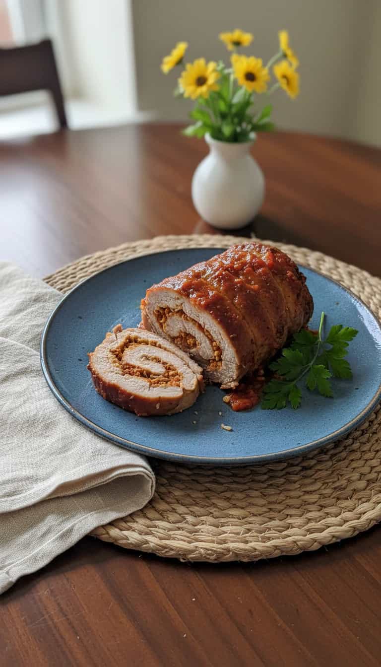 Foto deliciosa de Rocambole de Carne Moída pronta para servir - Carnes & Frango