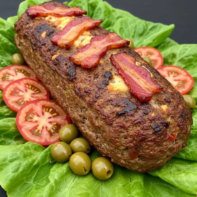 Foto deliciosa de Rocambole de Carne Moída com Bacon pronta para servir - Carnes & Frango
