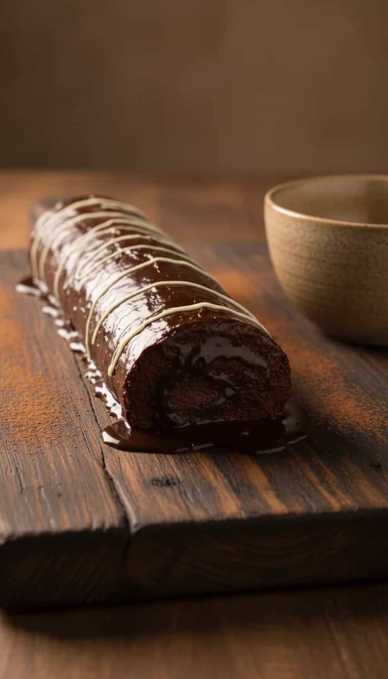 Foto deliciosa de Rocambole de Chocolate Sem Farinha pronta para servir - Bolos & Cupcakes