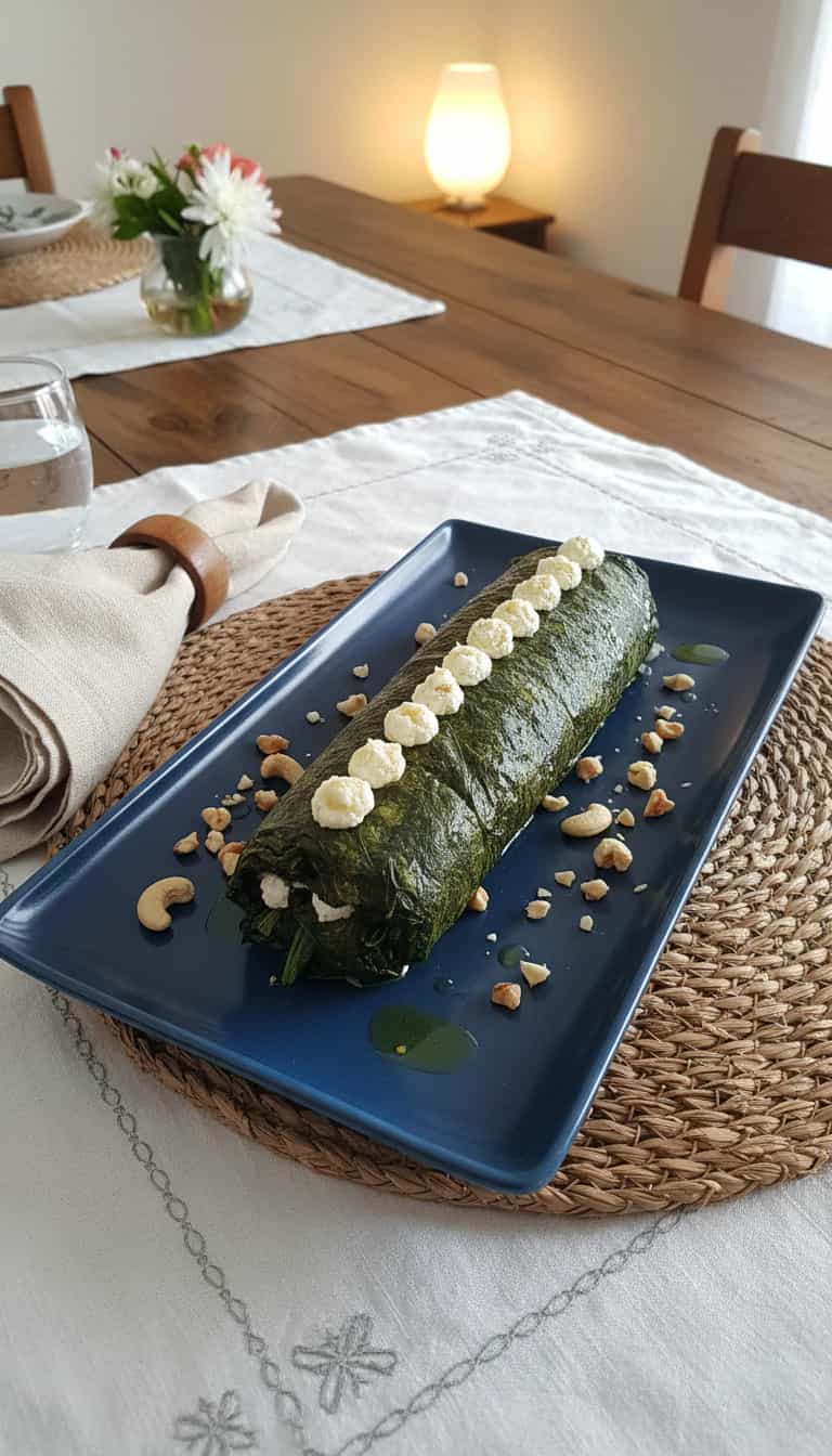 Foto deliciosa de Rocambole de Espinafre com Ricota pronta para servir - Tortas Salgadas