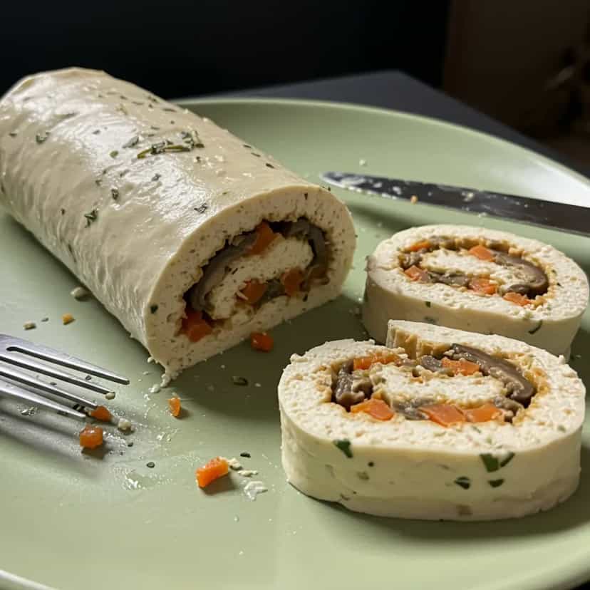 Foto deliciosa de Rocambole de Shimeji pronta para servir - Almoço & Jantar