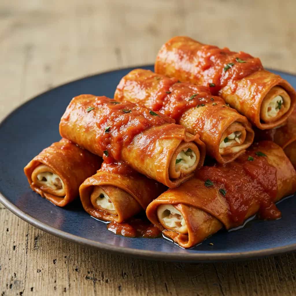 Rolês de Patinho ao Molho de Tomate