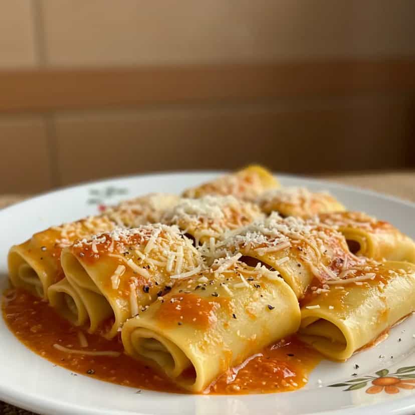 Foto deliciosa de Rondelli com massa de pastel pronta para servir - Massas & Macarrão