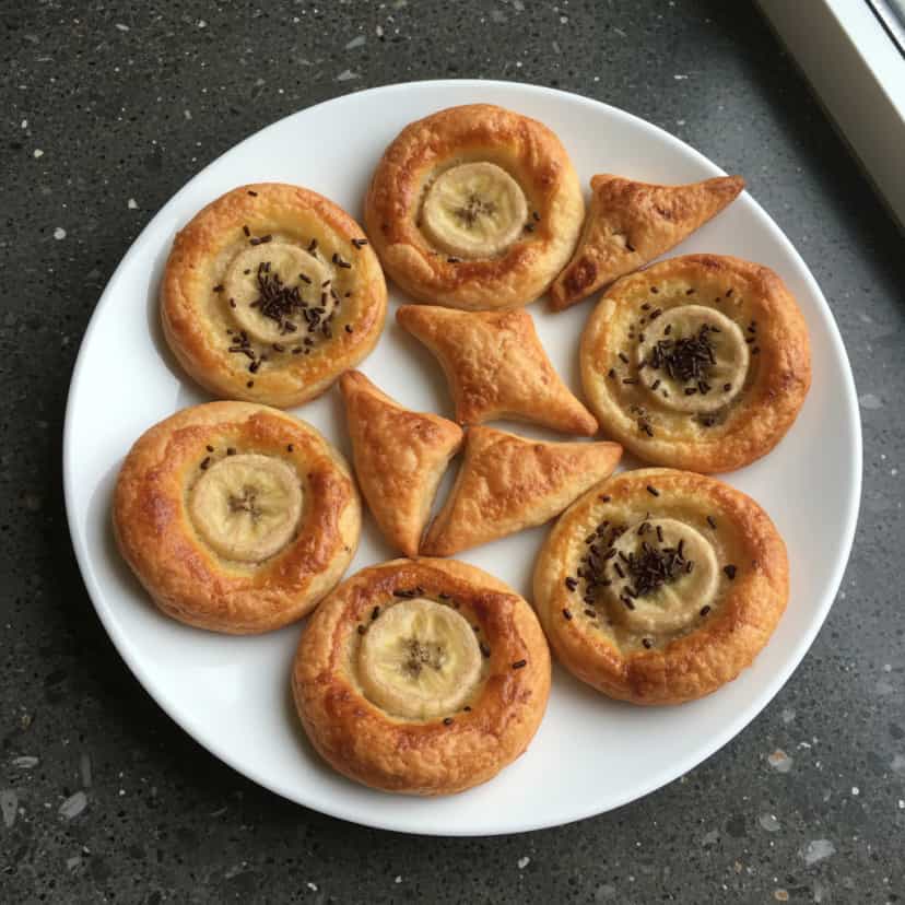 Foto deliciosa de Rosquinhas de Banana com Folhado pronta para servir - Snacks Assados
