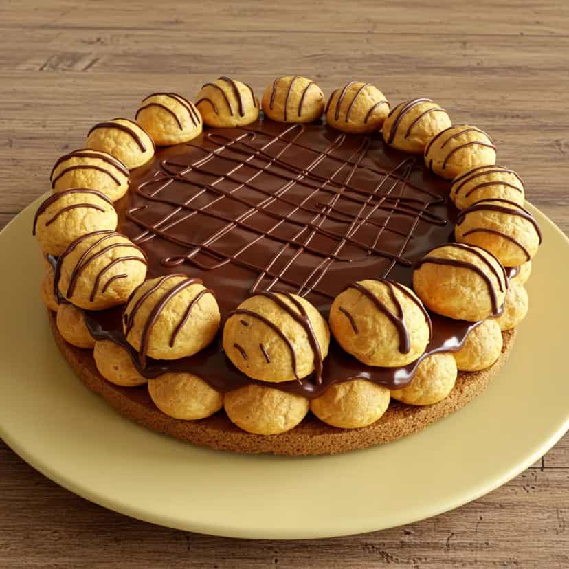 Foto deliciosa de Saint Honoré de Chocolate Brasileiro pronta para servir - Tortas & Tortinhas