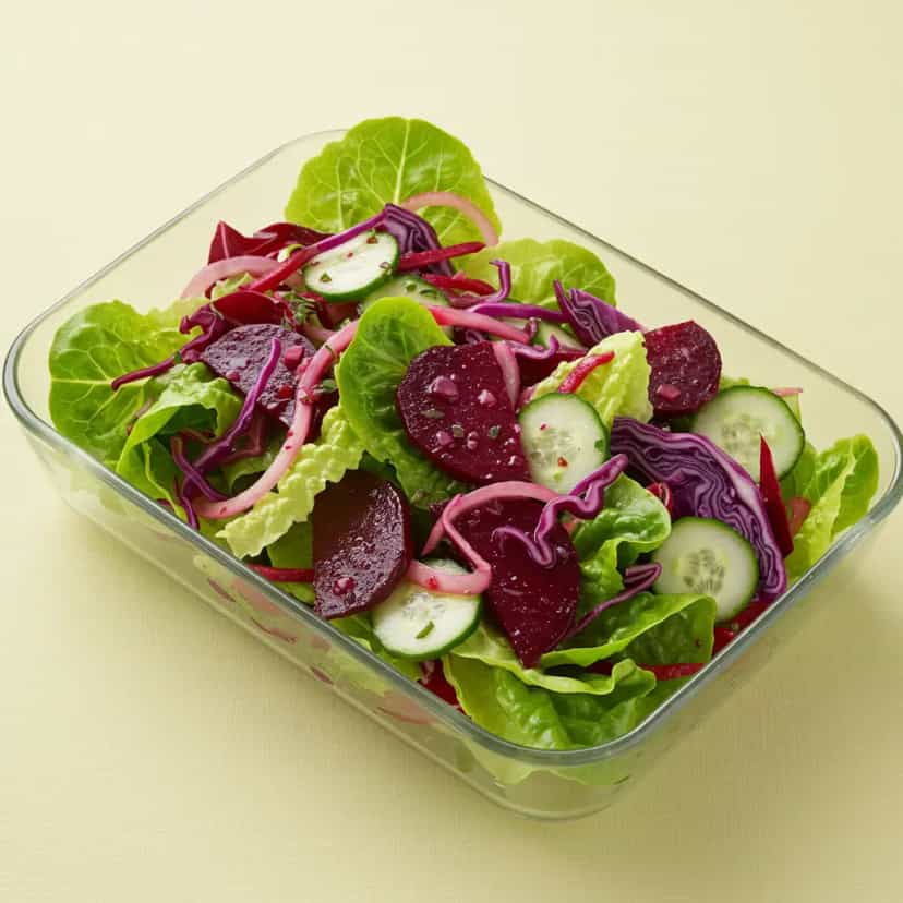 Foto deliciosa de Salada Crocante com Rúcula e Beterraba pronta para servir - Saladas