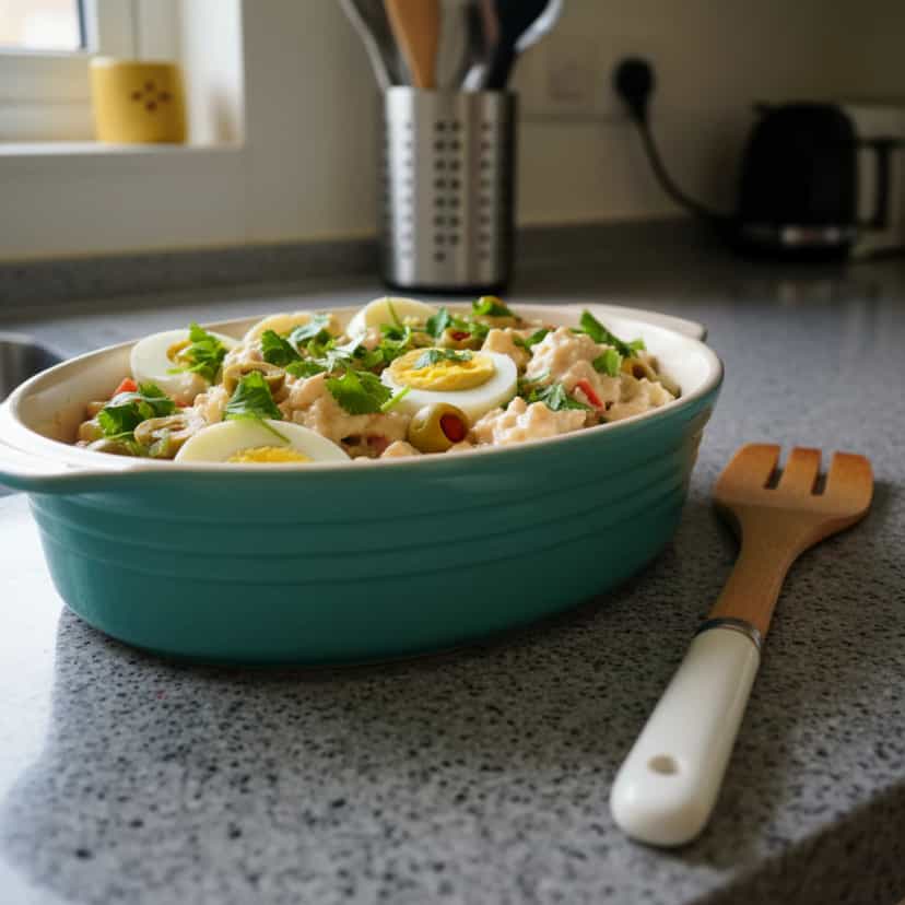 Foto deliciosa de Salada de Batata e Filé de Peixe pronta para servir - Saladas