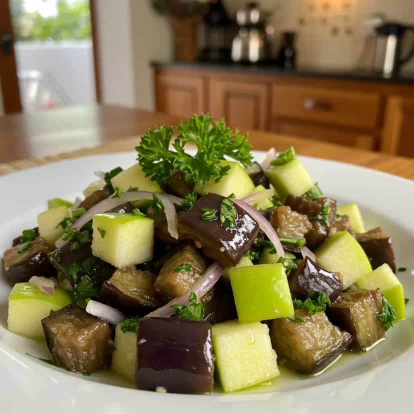 Foto deliciosa de Salada de Berinjela com Maçã pronta para servir - Outras Receitas