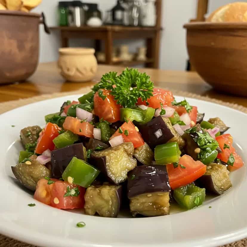 Foto deliciosa de Salada de berinjela pronta para servir - Saladas