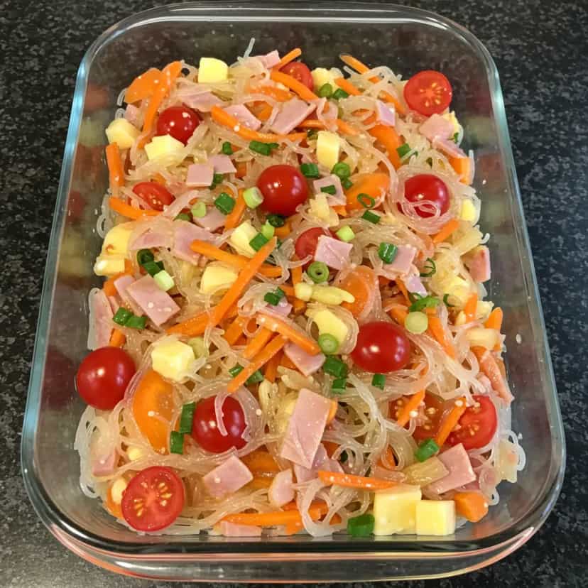 Foto deliciosa de Salada de Bifum com Presunto e Ovos pronta para servir - Saladas