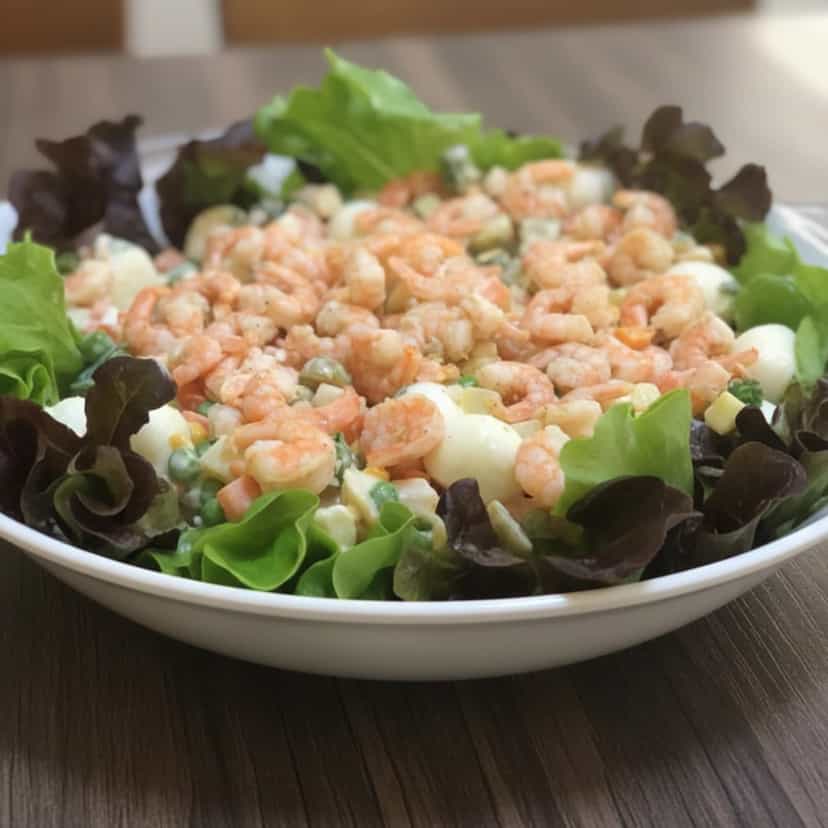 Foto deliciosa de Salada de Camarão Rosa pronta para servir - Saladas
