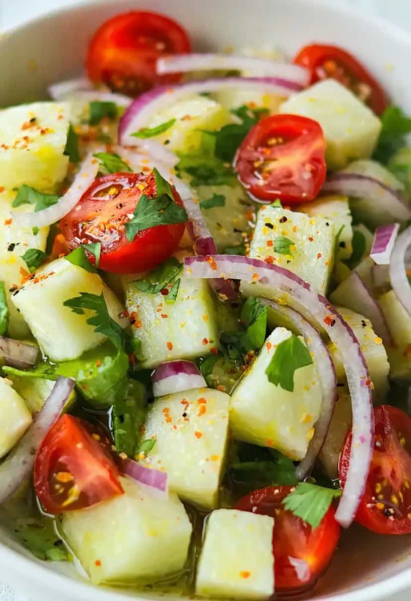 Foto deliciosa de Salada de Chuchu Low Carb pronta para servir - Low Carb