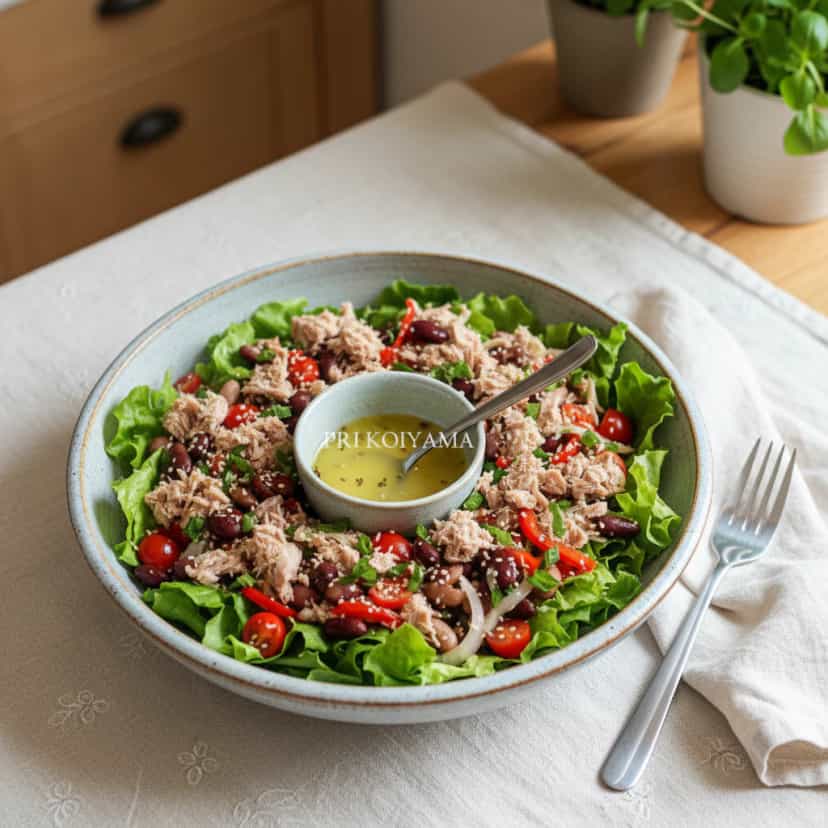 Foto deliciosa de Salada de Fava com Atum pronta para servir - Saladas
