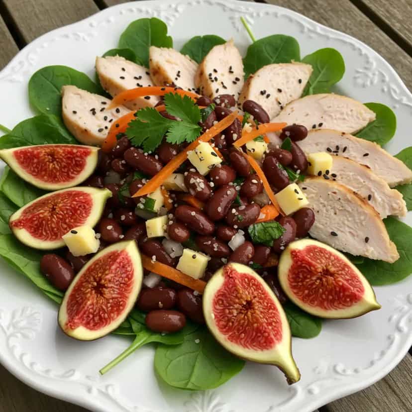 Foto deliciosa de Salada de Feijão-Vermelho com Frango pronta para servir - Saladas