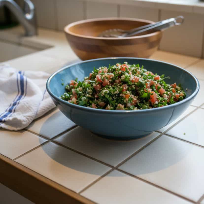 Foto deliciosa de Salada de Frango com Trigo para Quibe pronta para servir - Saladas