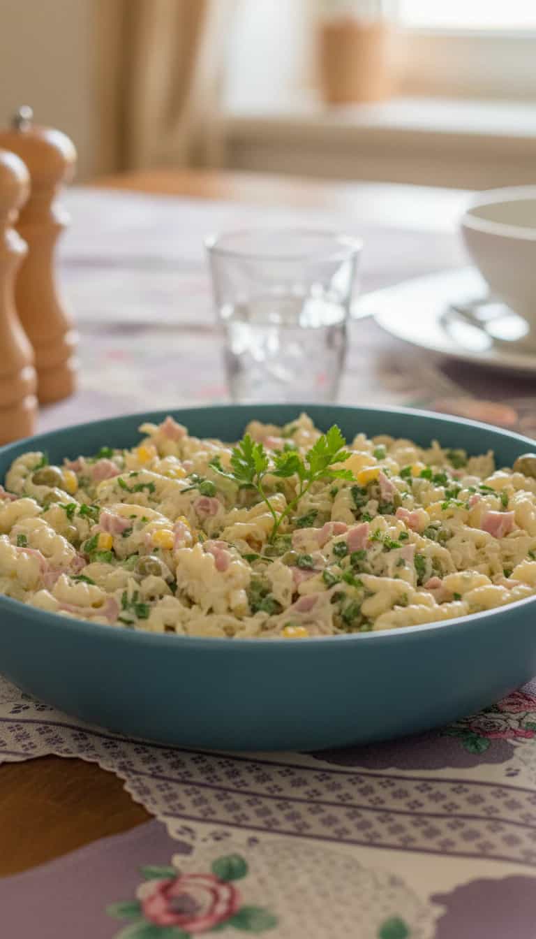 Foto deliciosa de Salada de Macarrão Cremosa pronta para servir - Massas & Macarrão