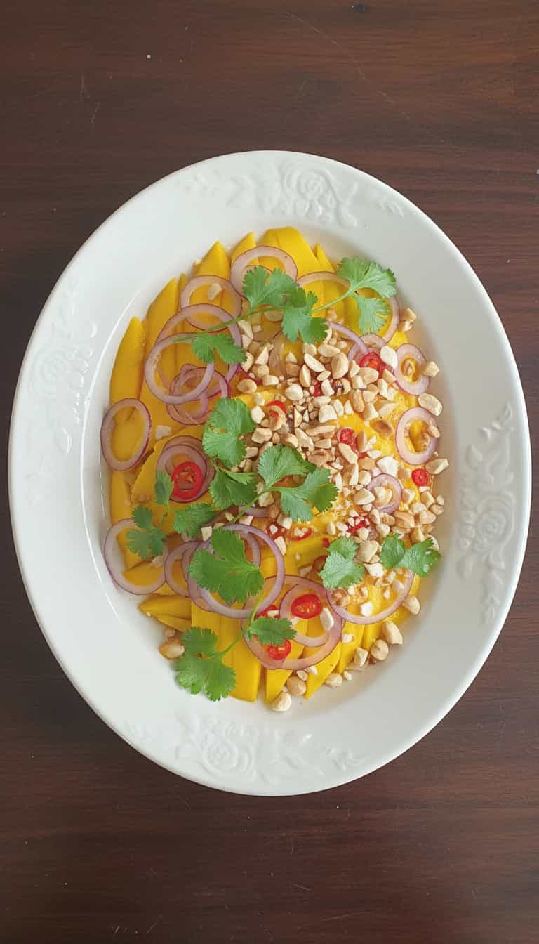 Foto deliciosa de Salada de Manga com Molho Agridoce pronta para servir - Saladas