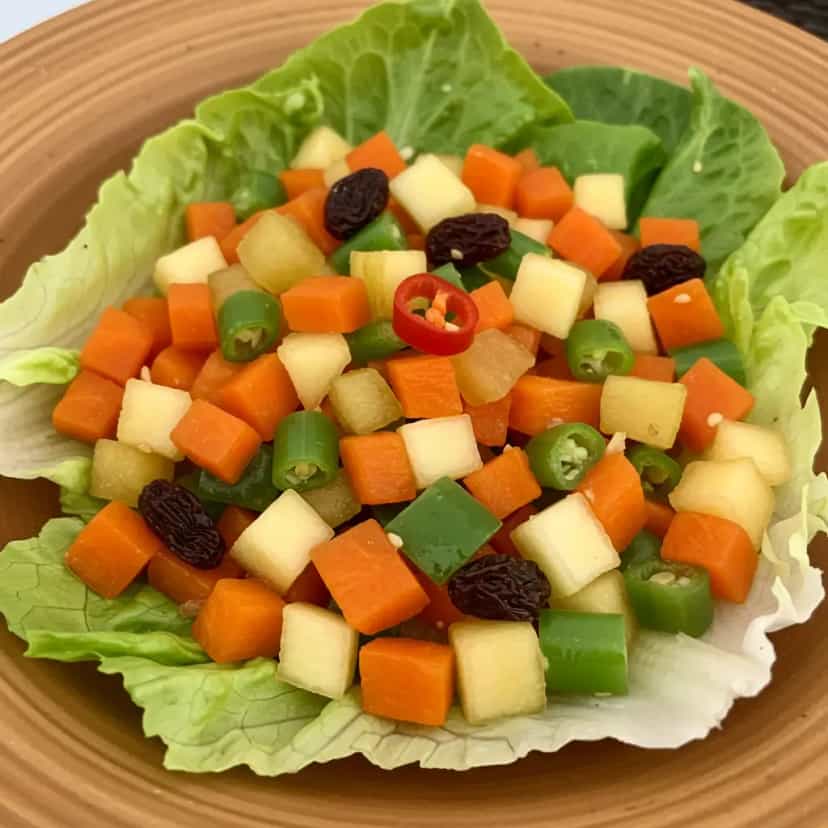 Foto deliciosa de Salada Festiva de Cenoura e Frutas pronta para servir - Outras Receitas