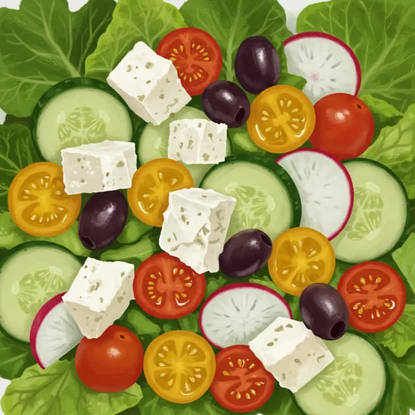 Foto deliciosa de Salada Grega Refrescante pronta para servir - Saladas