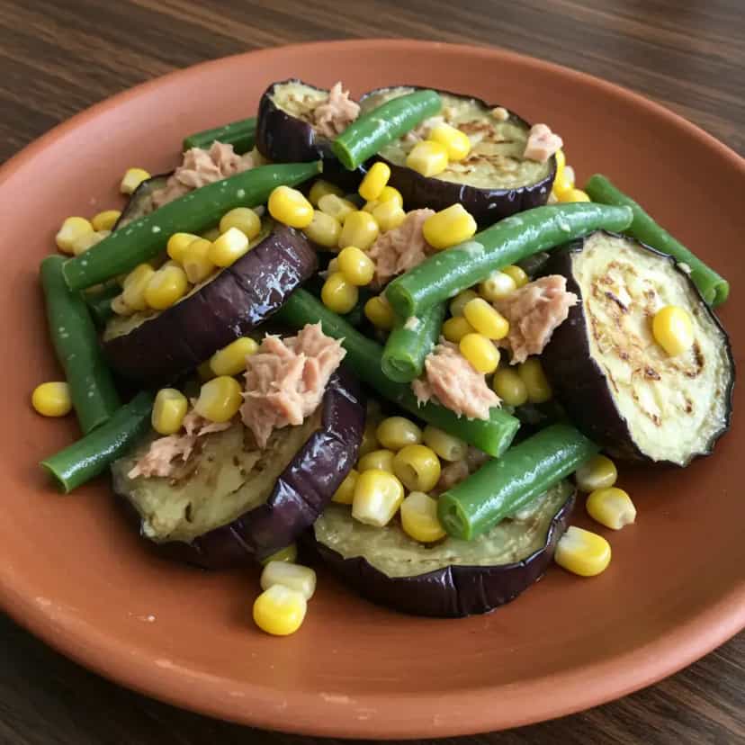 Foto deliciosa de Salada Quente de Berinjela com Atum pronta para servir - Outras Receitas