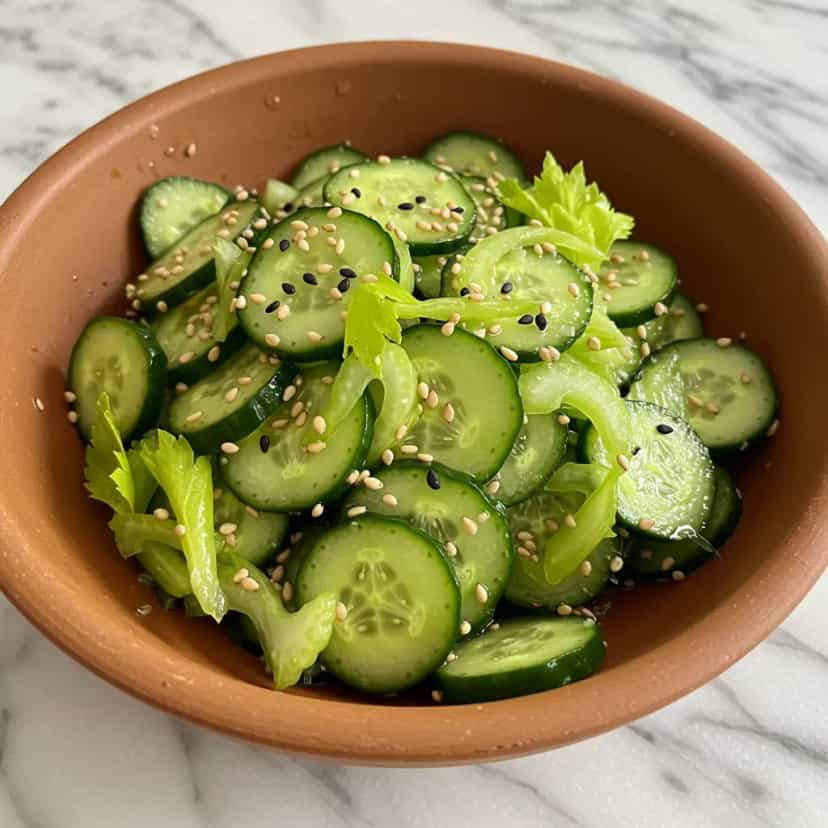 Foto deliciosa de Salada Refrescante de Pepino e Salsão pronta para servir - Outras Receitas