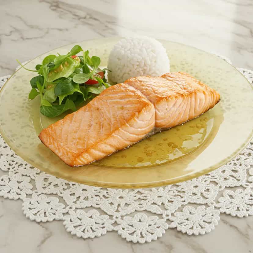 Foto deliciosa de Salmão ao Forno com Limão e Azeite pronta para servir - Peixes & Frutos do Mar