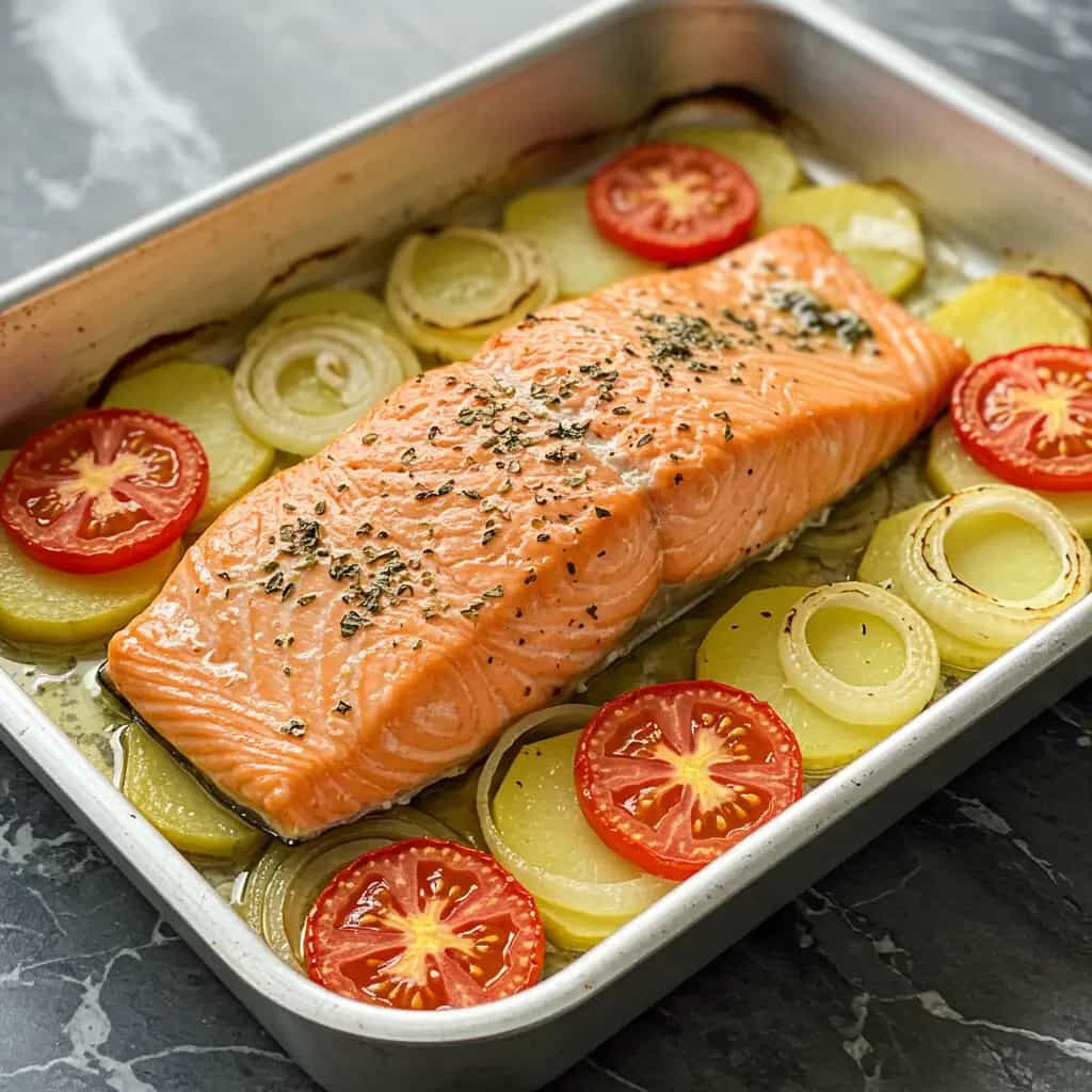 Salmão assado com ervas