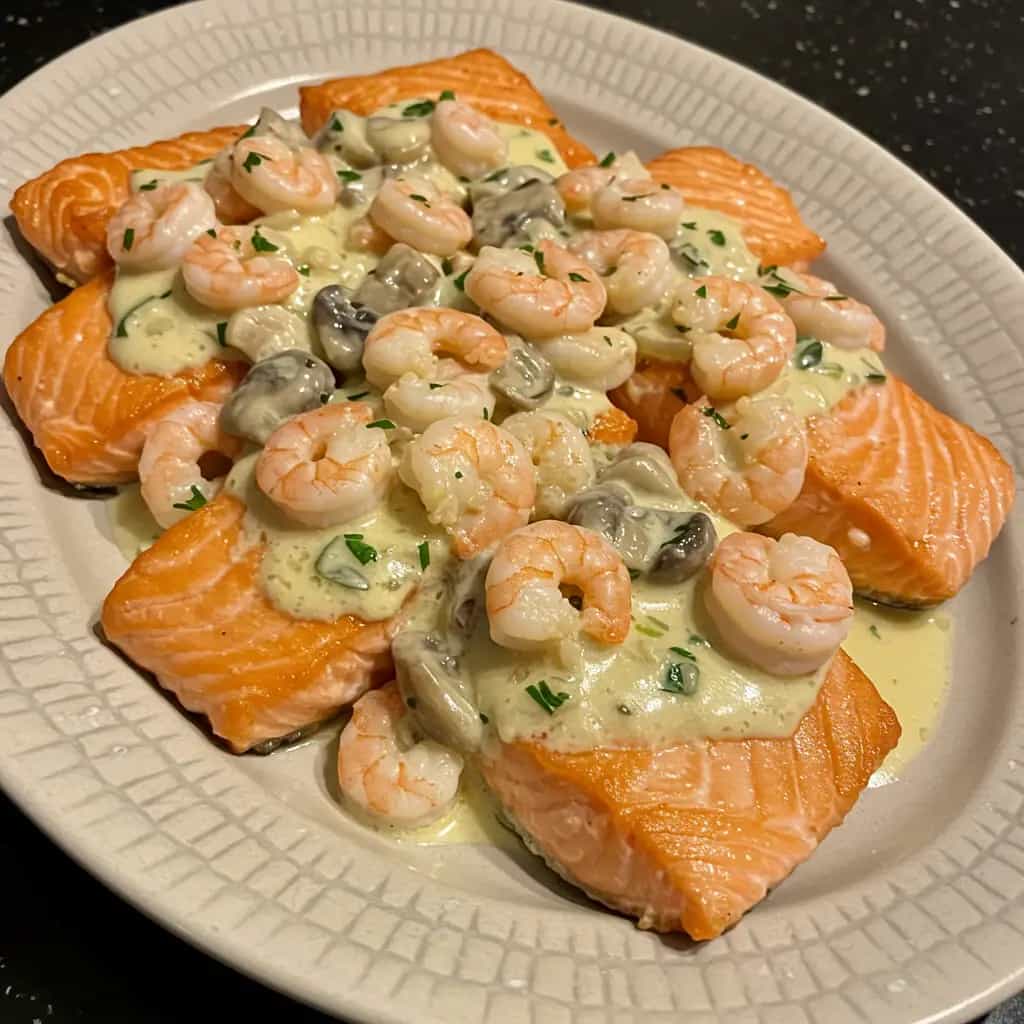 Salmão com Camarão e Champignon