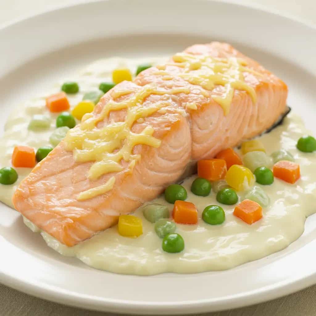 Salmão com Legumes ao Creme