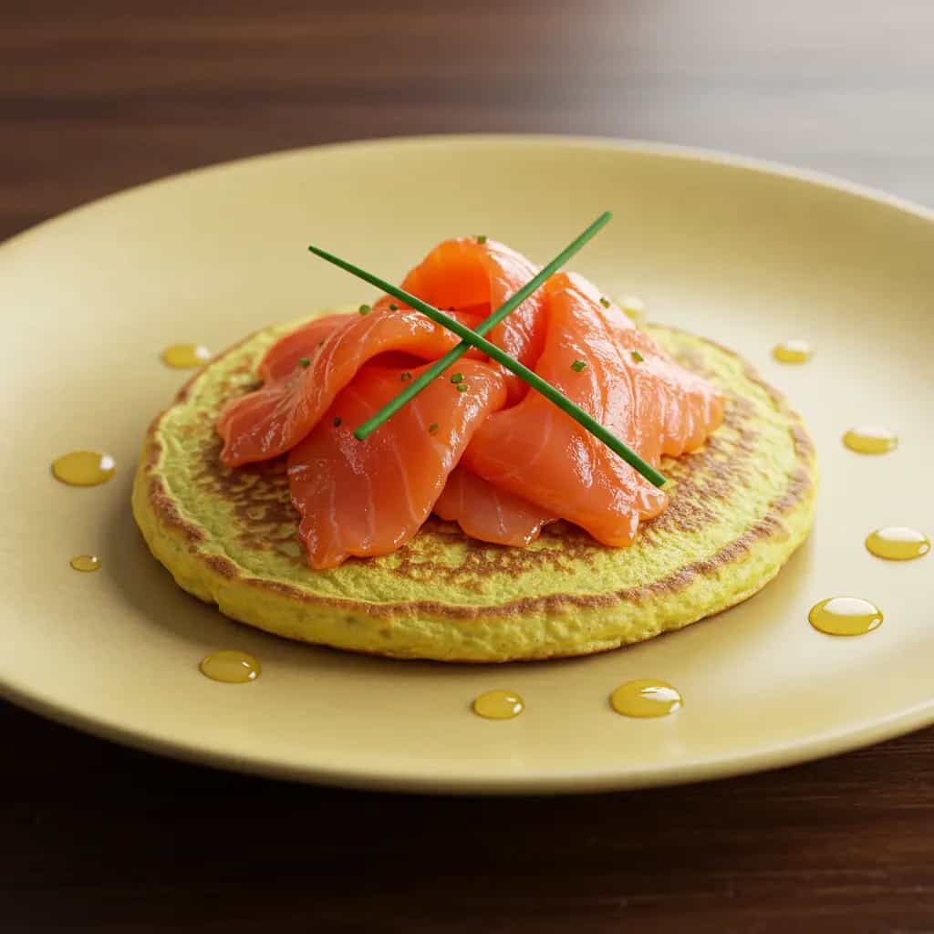 Salmão Gravlax com Panquecas