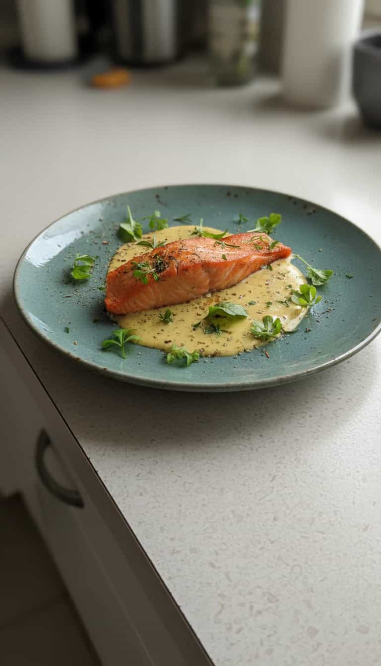 Foto deliciosa de Salmão Grelhado com Molho de Acerola pronta para servir - Peixes & Frutos do Mar