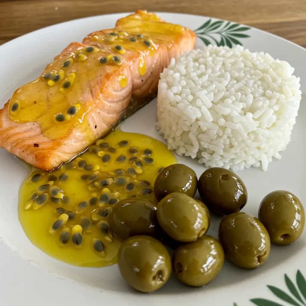 Salmão Grelhado com Molho de Maracujá