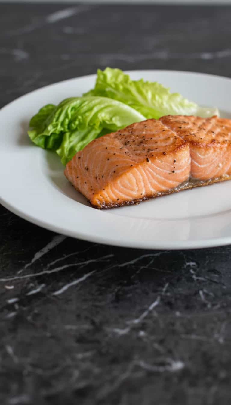 Foto deliciosa de Salmão na Brasa com Brócolis pronta para servir - Peixes & Frutos do Mar