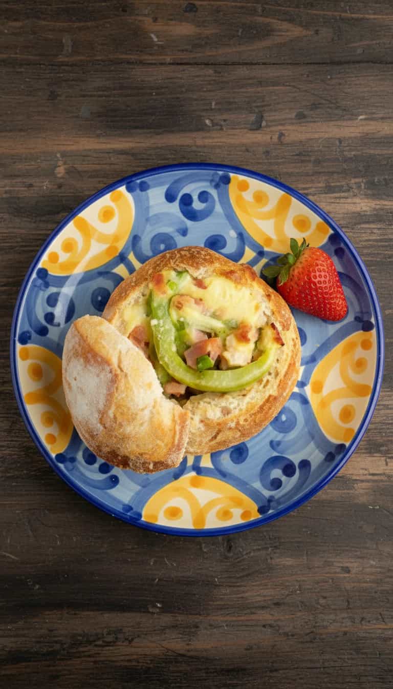 Foto deliciosa de Sanduíche Aberto de Presunto e Queijo pronta para servir - Lanches de Padaria