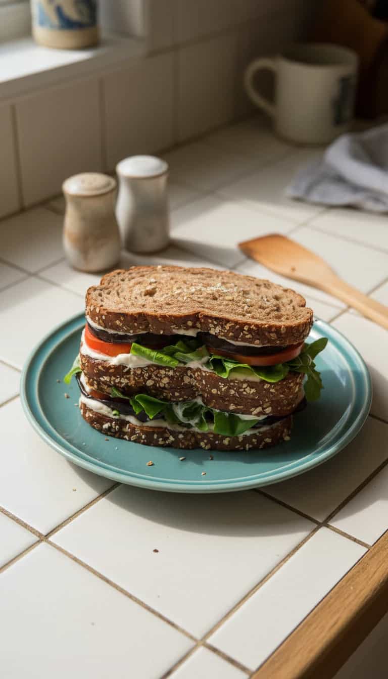 Foto deliciosa de Sanduíche de Berinjela Grelhada pronta para servir - Outras Receitas