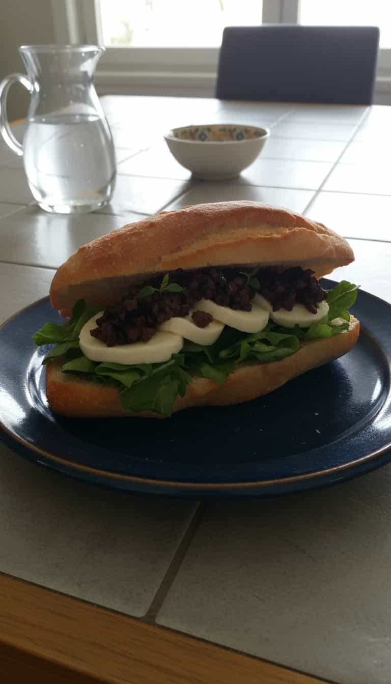 Foto deliciosa de Sanduíche de Mussarela e Azeitona pronta para servir - Lanches de Padaria