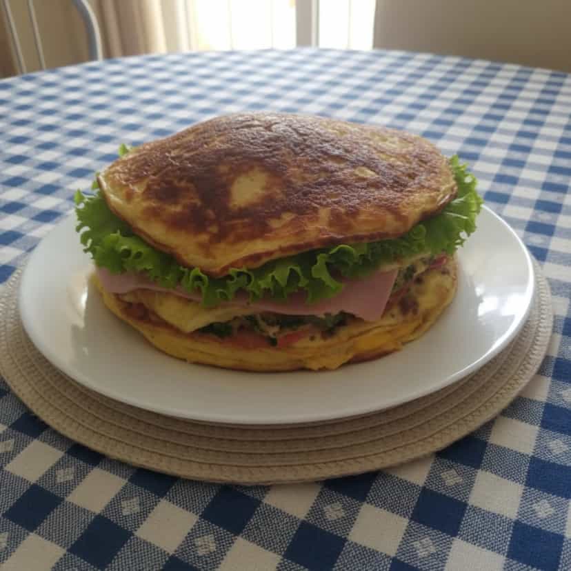 Foto deliciosa de Sanduíche de Omeletes Variadas pronta para servir - Lanches de Padaria