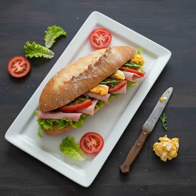 Foto deliciosa de Sanduíche de Presunto e Tomate pronta para servir - Outras Receitas