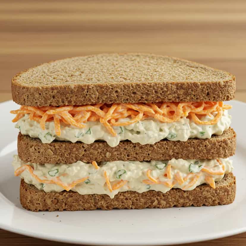 Foto deliciosa de Sanduíche Natural de Atum com Ricota pronta para servir - Snacks Naturais