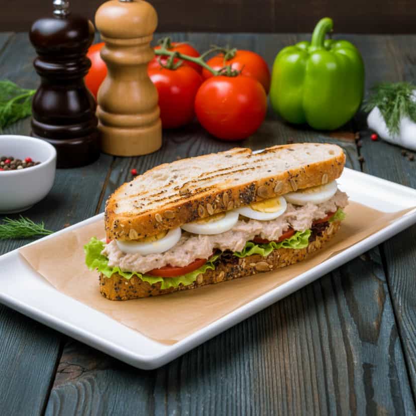 Foto deliciosa de Sanduíche Natural de Atum Light pronta para servir - Snacks Naturais