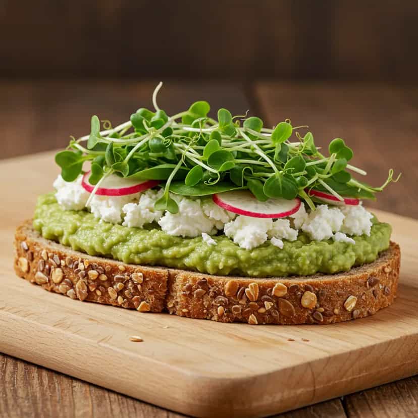Foto deliciosa de Sanduíche Natural de Ricota pronta para servir - Snacks Naturais